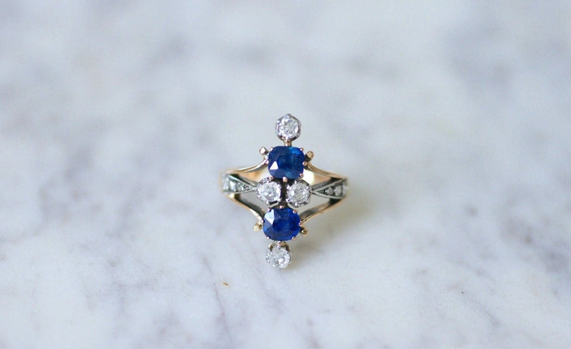 Bague Bague marquise saphirs et diamants 58 Facettes