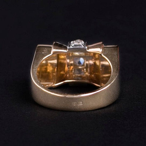 Bague Bague Art Déco Tank or jaune et diamants "Rouleau Magique" 58 Facettes