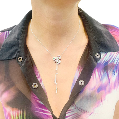 Collier Collier Cartier, "Caresses d'Orchidées", or blanc et pierres de couleurs. 58 Facettes 33022