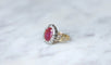 Bague 53 Bague marguerite Or jaune Argent Rubis birman Diamants 58 Facettes