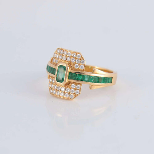 Bague Bague Emeraudes pavage Diamants 58 Facettes 1