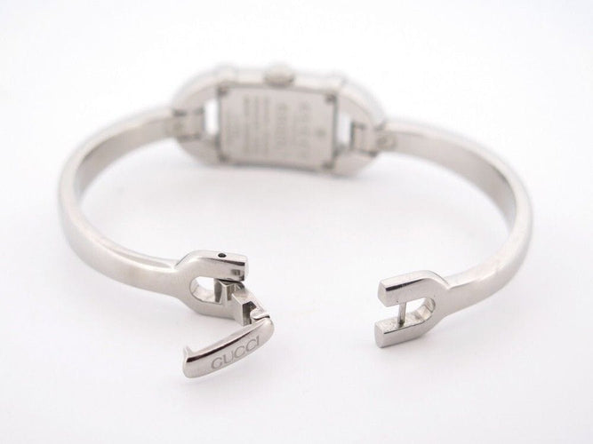 Montre montre GUCCI bamboo diamants quartz acier palladie 58 Facettes 256725