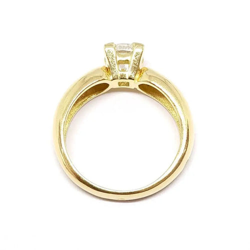 Bague Solitaire fiançailles diamant or jaune 58 Facettes