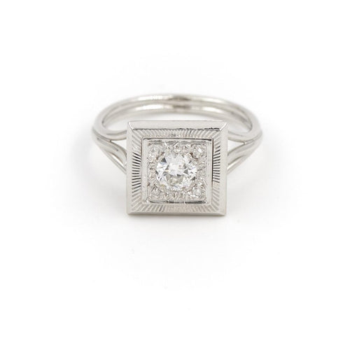 Bague 51 Bague Art déco Or blanc Diamant 58 Facettes 1783263CN