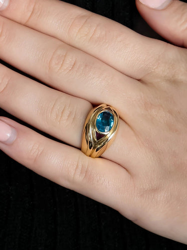 Bague Or Jaune / Saphir / 51 BAGUE " BLUE-EYE" OR & PIERRES 58 Facettes BO/220013