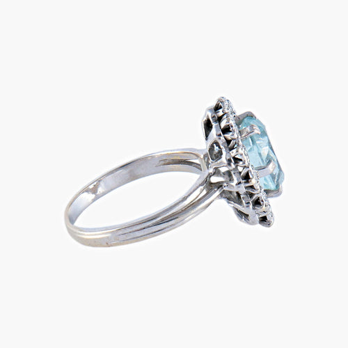 Bague Bague Marguerite Aigue-marine et Diamants 58 Facettes