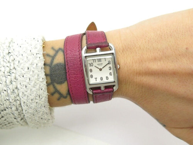 Montre montre HERMES cape cod pm 31mm quartz acier cuir double tour 58 Facettes 255637