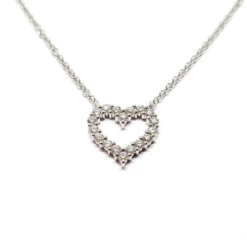 Collier Collier cœur en or blanc, diamants 58 Facettes