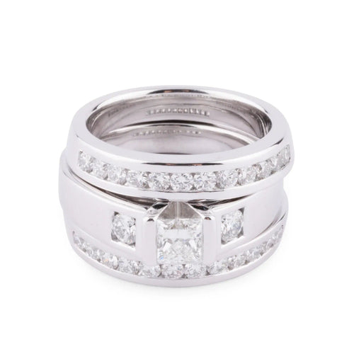Bague Bague or gris et diamant princesse 58 Facettes 1