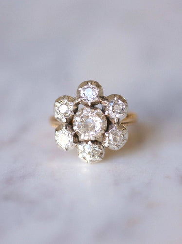Bague Bague de fiançailles marguerite ancienne, or, argent et diamants 58 Facettes