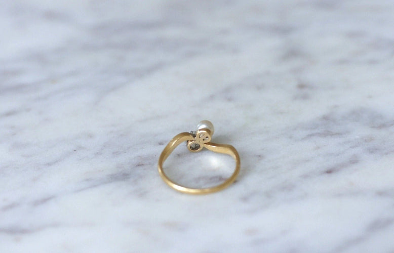 Bague Bague Toi et Moi perle et diamant 58 Facettes