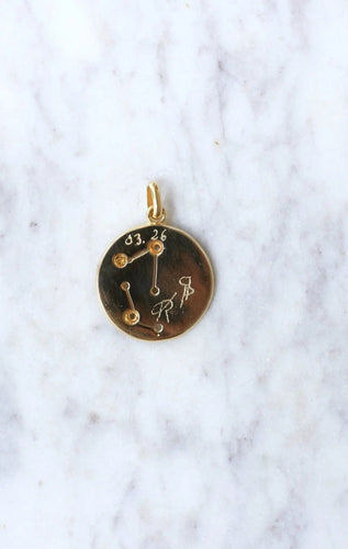 Pendentif Médaille astrologique gémeaux Or et Diamants 58 Facettes
