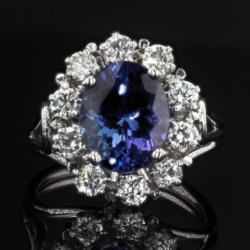 Bague 49 Bague tanzanite diamants or blanc 58 Facettes 22-067