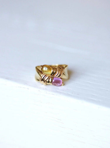 Bague Bague vintage Toi & Moi, tourmaline rose et citrine 58 Facettes