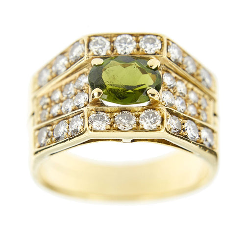 Bague 51 Bague tourmaline verte et diamants 58 Facettes 9777