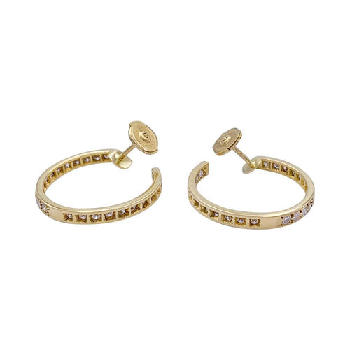 Boucles d'oreilles Créoles en or jaune et diamants. 58 Facettes 32410