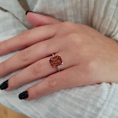Bague Bague tourmaline rose orange diamants or blanc 58 Facettes
