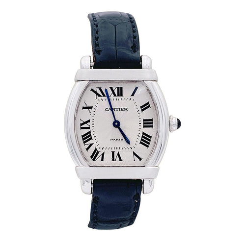 Montre Montre Cartier, "Tortue Chinoise", platine, or blanc, cuir. 58 Facettes 32591