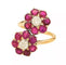 Bague 54 Bague fleurettes en or jaune, diamants et rubis. 58 Facettes 31310
