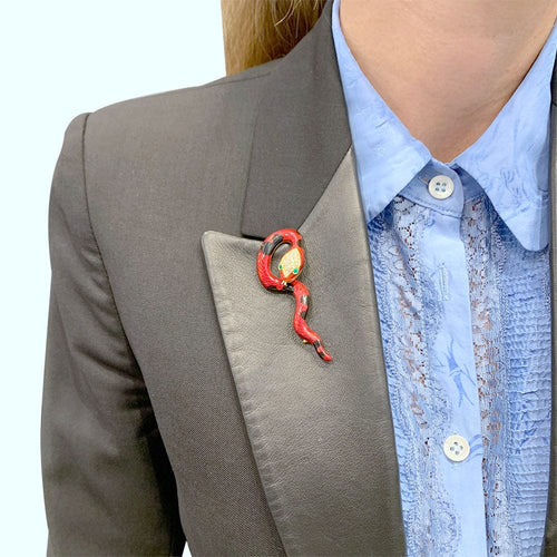 Broche Broche David Webb, "Serpent", émail, diamants et émeraudes. 58 Facettes 31590