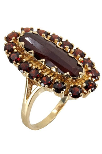 Bague BAGUE MARQUISE ANCIENNE GRENATS 58 Facettes 052441