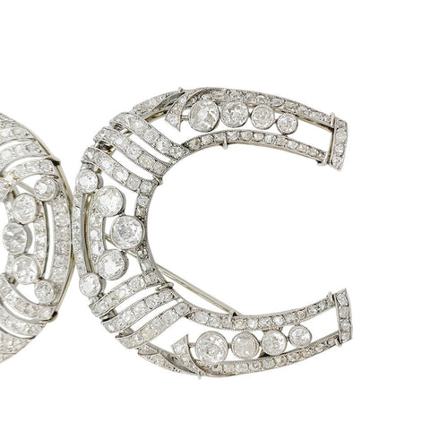 Broche Broche "Fers à Cheval" en platine et diamants. 58 Facettes 31655