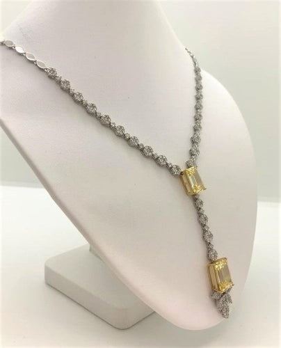 Collier Collier Or blanc Diamants et Pierres Jaunes 58 Facettes 20400000471