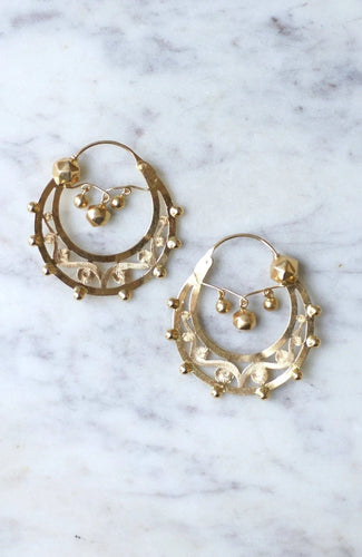 Boucles d'oreilles Grandes créoles savoyardes or blanc 58 Facettes