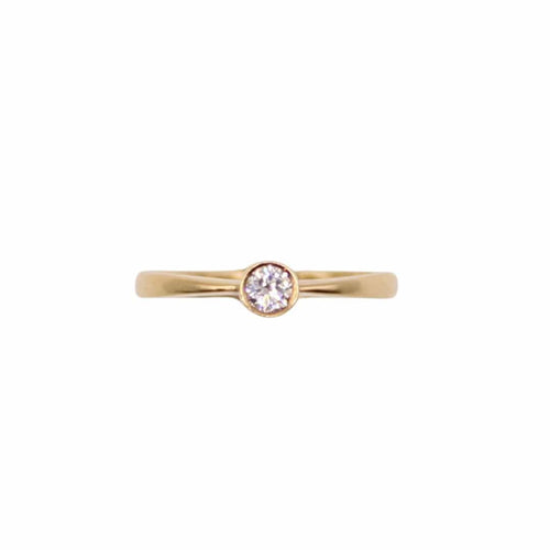 Bague Solitaire en or jaune et diamant serti clos 58 Facettes