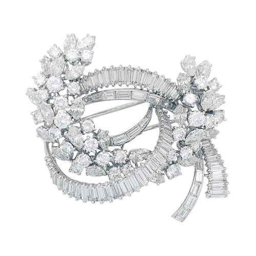 Broche Broche "Volute" en platine or blanc, diamants. 58 Facettes 31490