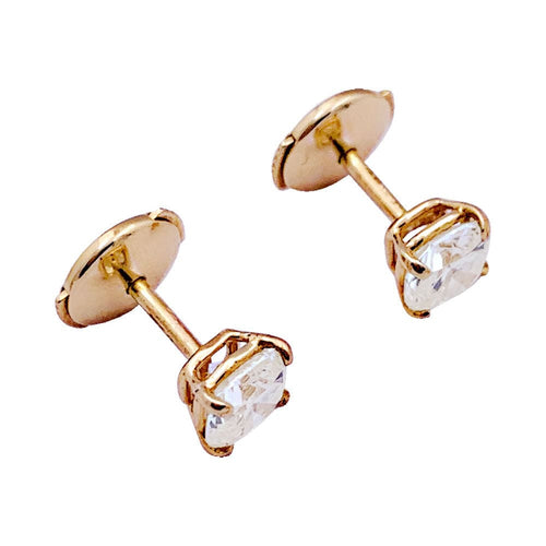 Boucles d'oreilles Puces d'oreilles en or jaune, diamants. 58 Facettes 33373