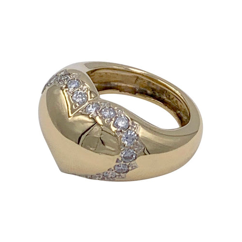 Bague 54 Bague Chaumet, "Chevalière Coeur", or jaune, diamants. 58 Facettes 32137