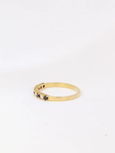 Bague 53 Demi-Alliance américaine diamants et saphirs 58 Facettes J107