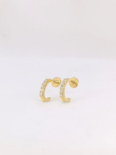 Boucles d'oreilles Demi-créoles Or jaune Diamants 58 Facettes J277