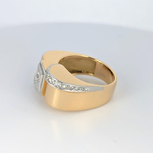 Bague Bague Tank en Or jaune Platine et diamants 58 Facettes 24116