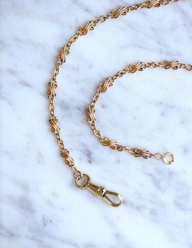 Collier Chaîne de montre ancienne, maille torsadée or rose 58 Facettes