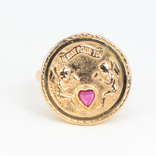 Bague Bague en Or jaune & rubis de synthèse 58 Facettes 742