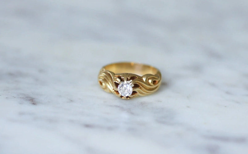 Bague Bague jonc diamant volutes or jaune 58 Facettes