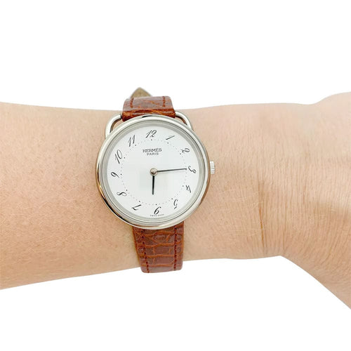 Montre Montre Hermès, "Arceau", acier, cuir. 58 Facettes 31974