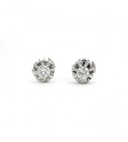Boucles d'oreilles Blanc/Gris / Or 750 Puces d'oreilles Diamants 58 Facettes 220103R