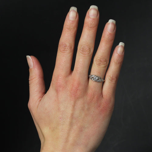 Bague 54 Bague jonc ancienne diamants 58 Facettes 18-164