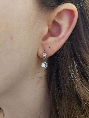 Boucles d'oreilles DORMEUSES ANCIENNES DIAMANTS 58 Facettes 066201