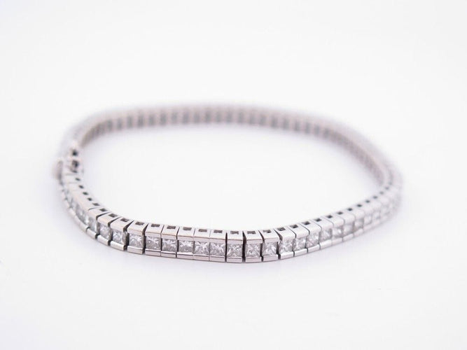 Bracelet bracelet tennis riviere de diamants princesse 20 or blanc 18k 5.39ct 58 Facettes 257826