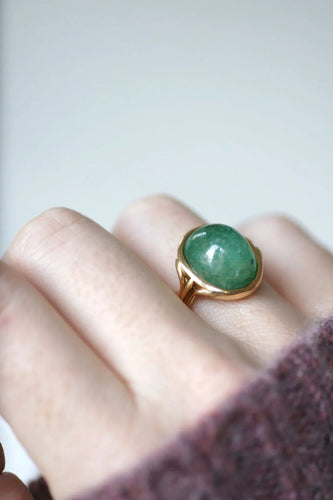 Bague Bague Or jaune cabochon d'Emeraude 58 Facettes