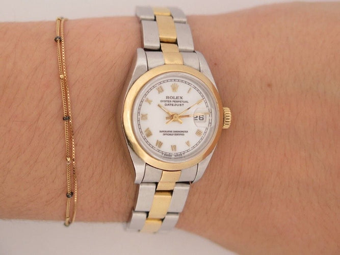 Montre montre ROLEX lady datejust automatique 26 mm or & acier +boite 58 Facettes 253988