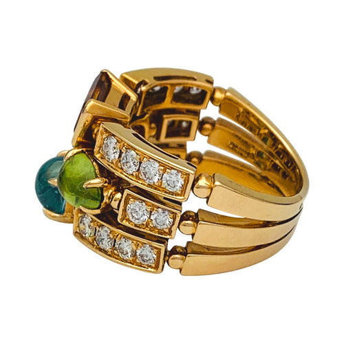 Bague 55 Bague Bulgari, "Allegra", or jaune, diamants, pierres de couleurs. 58 Facettes 31101