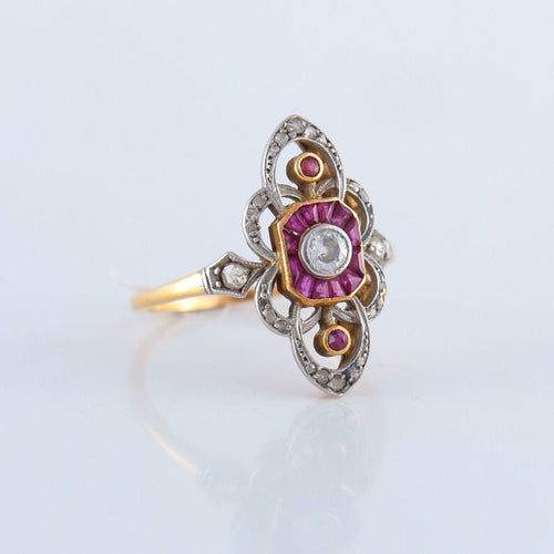 Bague 53 Bague Diamants et Rubis calibrés 58 Facettes JE143