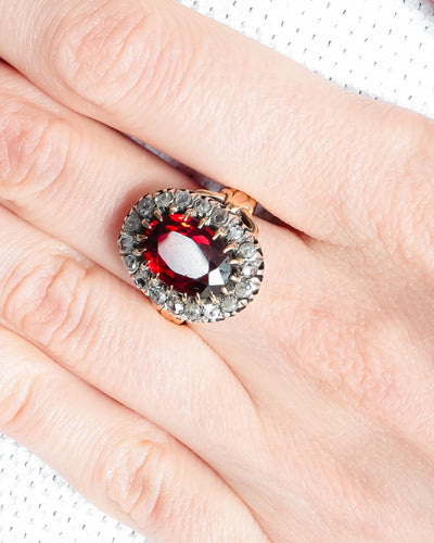 Bague Bague Pompadour Grenat Diamants 58 Facettes