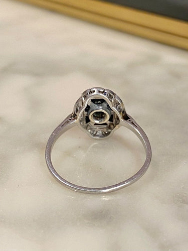 Bague 54 Bague Art Déco Platine Onyx Diamants 58 Facettes