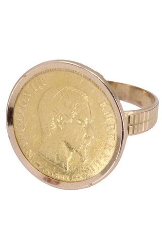 Bague Bague pièce de 10 francs Or jaune Napoléon III 58 Facettes 077071